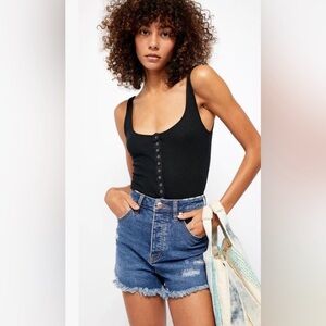 Free People We the Free Crvy Denim  Distressed Shorts